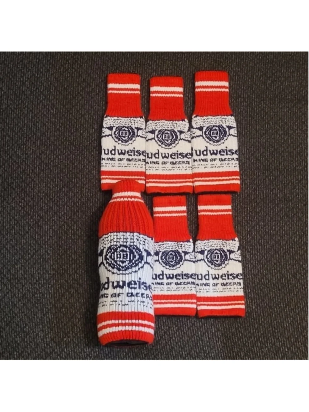 Budweiser 6 Pack Knit Beer Koozie Sweaters For Bottles NWOT